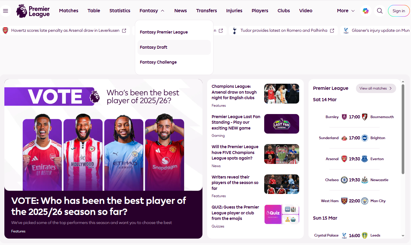 How to start Fantasy Premier League Draft – selecting Fantasy Draft mode on the official FPL website